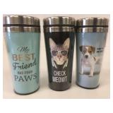 3 New Pet Coffee Travel Mugs 420ml/ea