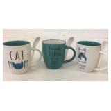 3 New Pet Mugs w/Spoons