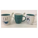 3 New Pet Mugs w/Spoons
