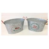 2 New Galvanized Oval Buckets
