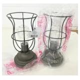 2 New Upright Battery Operated LED Caged Lamps