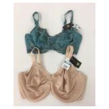 2 Wacoal 36DDD Bras ~ Beige & Teal