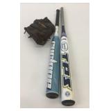 Easton & Louisville Aluminum Bats & Mizuno Glove