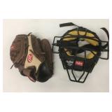 Rawlings Back Catcher Mask & Ball Glove