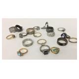 Lot of Mixed Size Costume Jewelry Rings