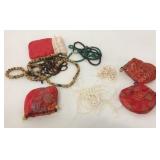 Lot of Asian Bead/Pearl Jewelry w/Sacks