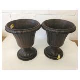2 New Plastic Urn Style Planters 17x14"