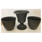 Plastic Urn Style Planter Plus 2 Others