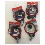 4 New Cable Bike Locks w/Keys