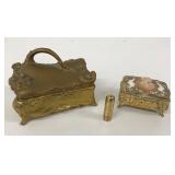 Antique Jewelry Boxes & Lipstick Tube