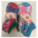 20 New Pairs Girls Low Cut Socks Size 7-3