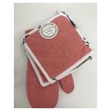 New 100% Cotton 3pc Oven Mitt & 2 Pot Holders