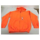 Gildan Blaze Orange Zipper Hoodie Size L