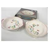 2 Spring Song Ceramic Pie Plates w/Wire Rack
