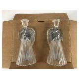 New Avon 24% Lead Crystal Angel Candlesticks