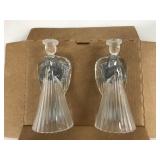 New Avon 24% Lead Crystal Angel Candlesticks
