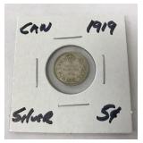 1919 Canada 5 Cent Silver