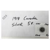 1918 Canada 5 Cent Silver