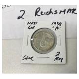 1938 German Silver Berlin 2 Reichsmark