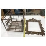 Vintage Metal Milk Crate & Photo Frame