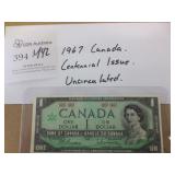 1967 Canada Centennial $1 Banknote