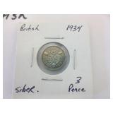 1934 British Silver 3 Pence