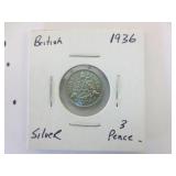 1936 British Silver 3 Pence