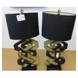 2 Large Art Deco Table Lamps 30" Tall
