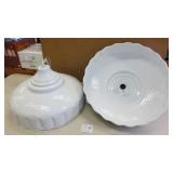 2 - 22" Round White Metal Hanging Pendant Lights