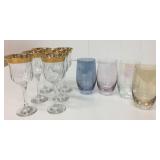 Coloured & Gold Tone Top Wine Glasses