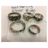 5 Assorted 925 Sterling Silver Rings 21g