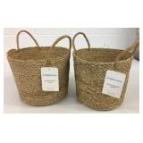 2 New 11" x 10" x 11" Braided Seagrass Baskets