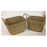 2 New Rectangle Braided Seagrass Baskets