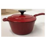 Cast Iron Enameled Cookware Red Pan 1Qt