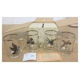 Vintage Cutler Bird Decorated Glassware Set