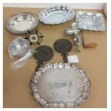 EP Silver Trays, Trivets, Meat Grinder Plus Lot