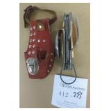 Vintage Multi Tool Pocket Knife w/Holder