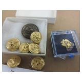 Vintage Military Buttons & Pin