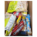 Box Lot of Mixed Snack Food Past BB Date