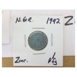 1942 Nazi German 1 Reichspfennig Zinc
