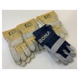 4 New Pairs Size L Leather Palm Gloves