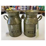 2 Metal Decorative 9.5' Milk Cans