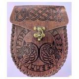 New Brown Embossed Belt Bag Viking Pouch