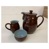 Bourne Denby 3Pc Teapot w/Cream & Sugar
