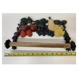 Cast Iron Fruit Paper Towel Holder w/Wooden Roller