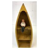 Rustic Boat w/3 Shelves & Pirate Shelf Sitter