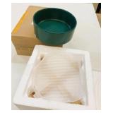 New Ceramic Dog Bowl w/Bamboo Stand