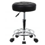 New Round Rolling Stool Chair PU Leather Swivel