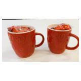 2 New Red XO Coffee Mugs w/Chocolates