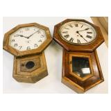 2 VTG Octagon Wall "Schoolhouse" Clocks